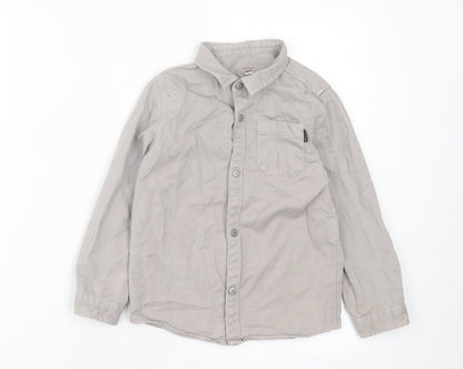 River Island Boys Grey  Cotton Basic Button-Up Size 4-5 Years Collared Button