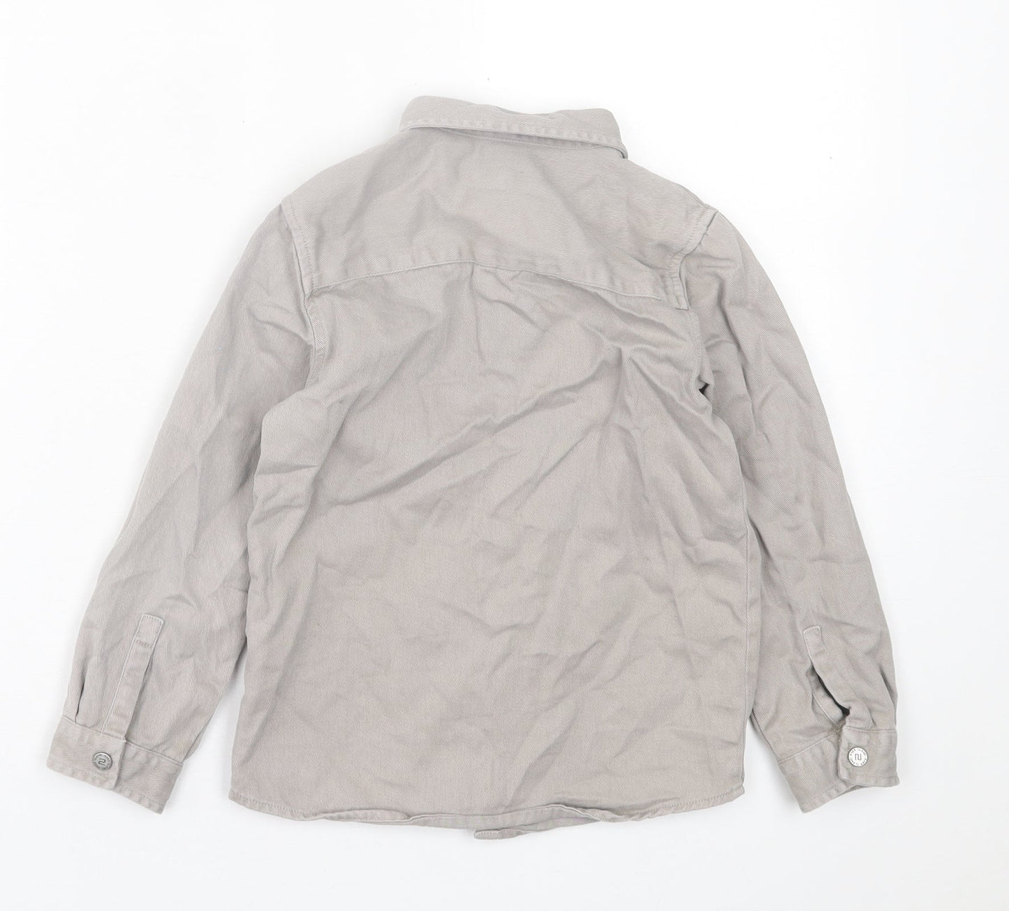 River Island Boys Grey  Cotton Basic Button-Up Size 4-5 Years Collared Button