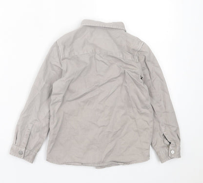 River Island Boys Grey  Cotton Basic Button-Up Size 4-5 Years Collared Button