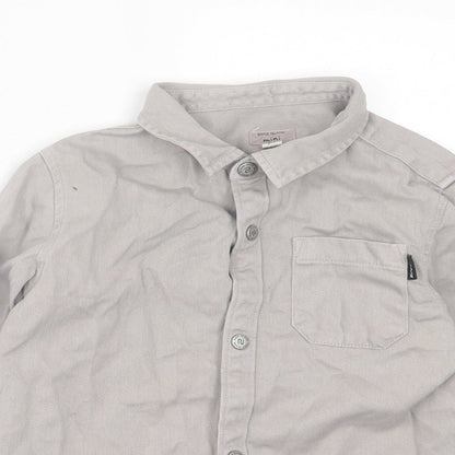 River Island Boys Grey  Cotton Basic Button-Up Size 4-5 Years Collared Button