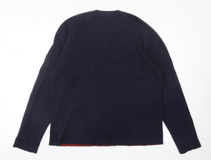Topman Mens Blue Crew Neck  Cotton Pullover Jumper Size L