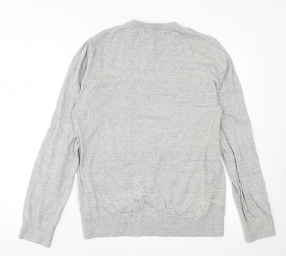 H&M Mens Grey Crew Neck  Cotton Pullover Jumper Size L