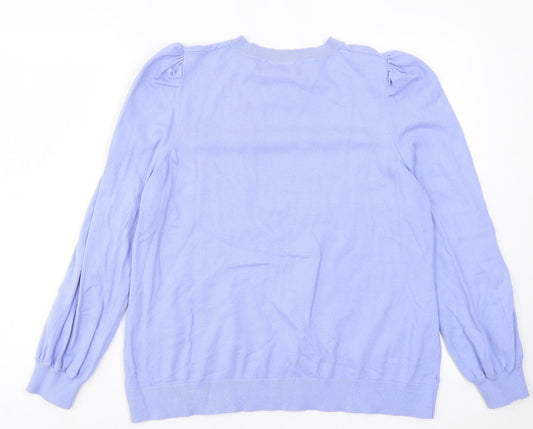 Gallery Womens Purple Crew Neck  Viscose Pullover Jumper Size XL