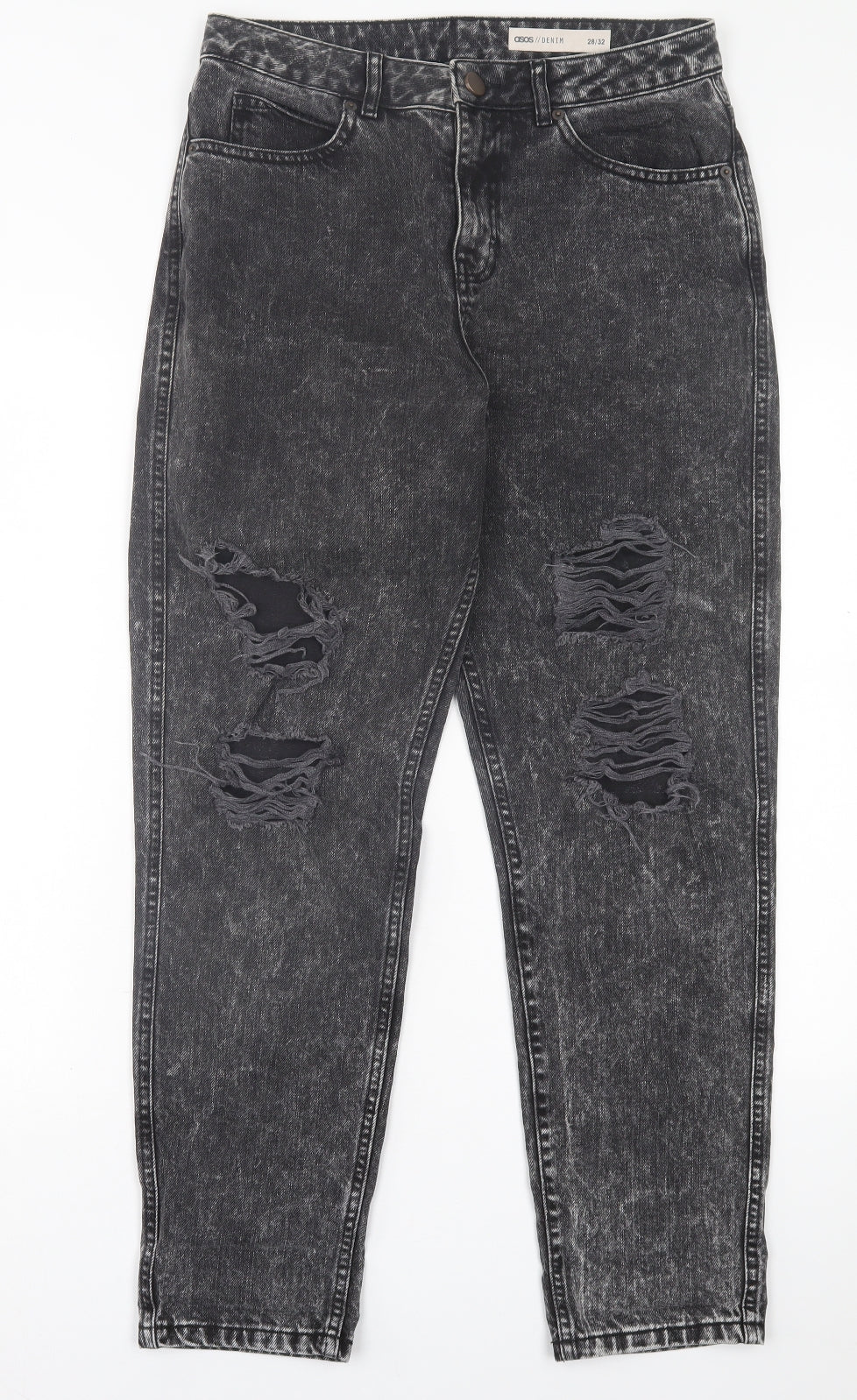 ASOS Womens Black  Cotton Straight Jeans Size 28 in L32 in Regular Button