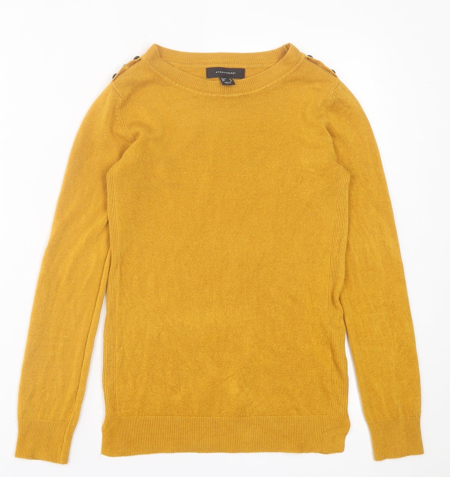 Atmosphere Womens Yellow Crew Neck  Acrylic Pullover Jumper Size 6