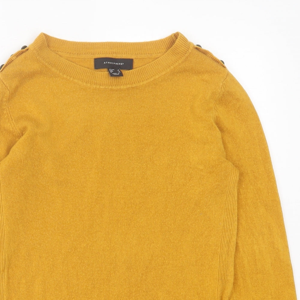 Atmosphere Womens Yellow Crew Neck  Acrylic Pullover Jumper Size 6
