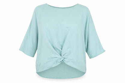 Janina Womens Green  Polyester Basic Blouse Size 12 Crew Neck