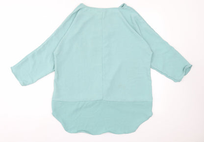 Janina Womens Green  Polyester Basic Blouse Size 12 Crew Neck