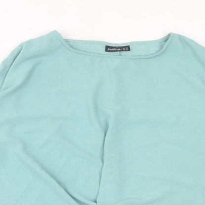 Janina Womens Green  Polyester Basic Blouse Size 12 Crew Neck