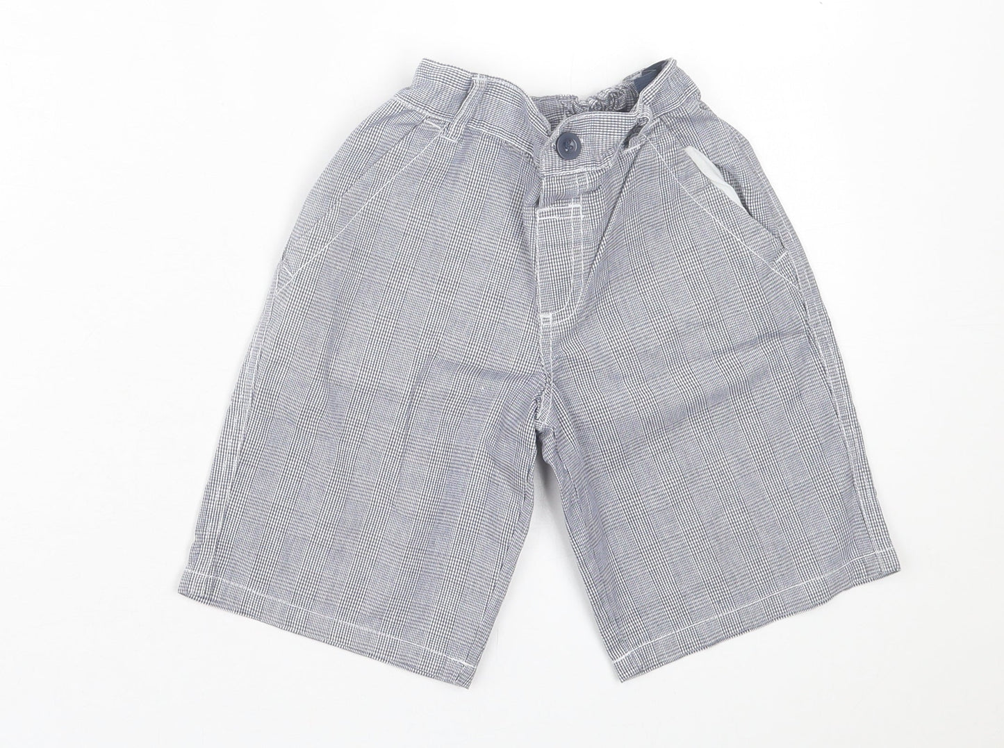 H+T Boys Blue Houndstooth Cotton Bermuda Shorts Size 5 Years  Regular Buckle