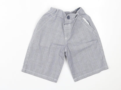 H+T Boys Blue Houndstooth Cotton Bermuda Shorts Size 5 Years  Regular Buckle