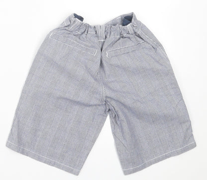 H+T Boys Blue Houndstooth Cotton Bermuda Shorts Size 5 Years  Regular Buckle