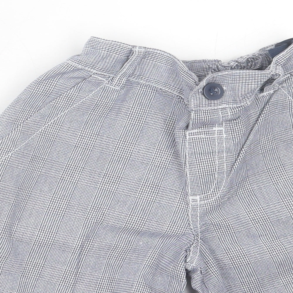 H+T Boys Blue Houndstooth Cotton Bermuda Shorts Size 5 Years  Regular Buckle