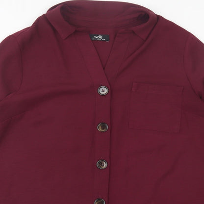 Wallis Womens Purple  Polyester A-Line  Size 14  Collared Button