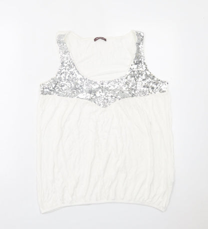 Womens UK Size 16 Savoir White Basic Tank