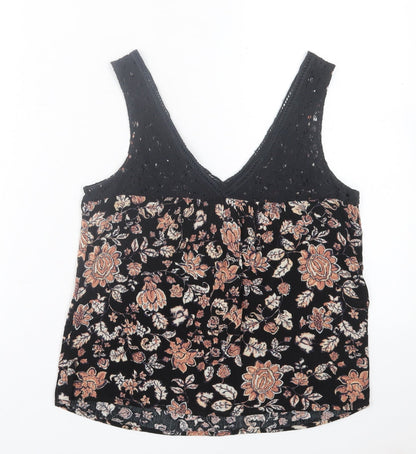 Womens UK Size XS Lily White Black Basic Tank