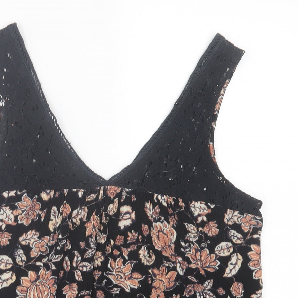 Womens UK Size XS Lily White Black Basic Tank
