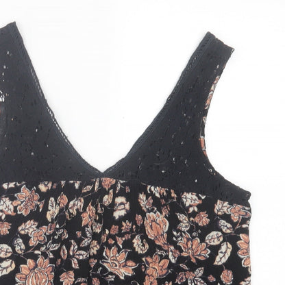 Womens UK Size XS Lily White Black Basic Tank