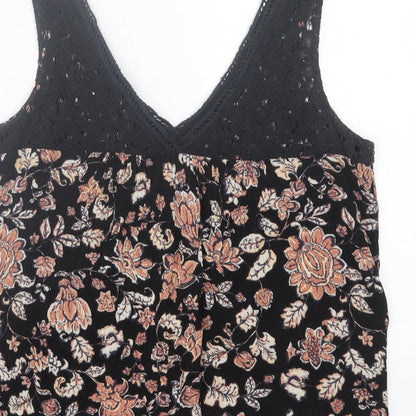 Womens UK Size XS Lily White Black Basic Tank