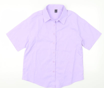 SheIn Womens Purple  Polyester Basic Button-Up Size XS Collared