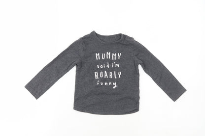 TU Girls Grey  Cotton Pullover Casual Size 9-12 Months Crew Neck