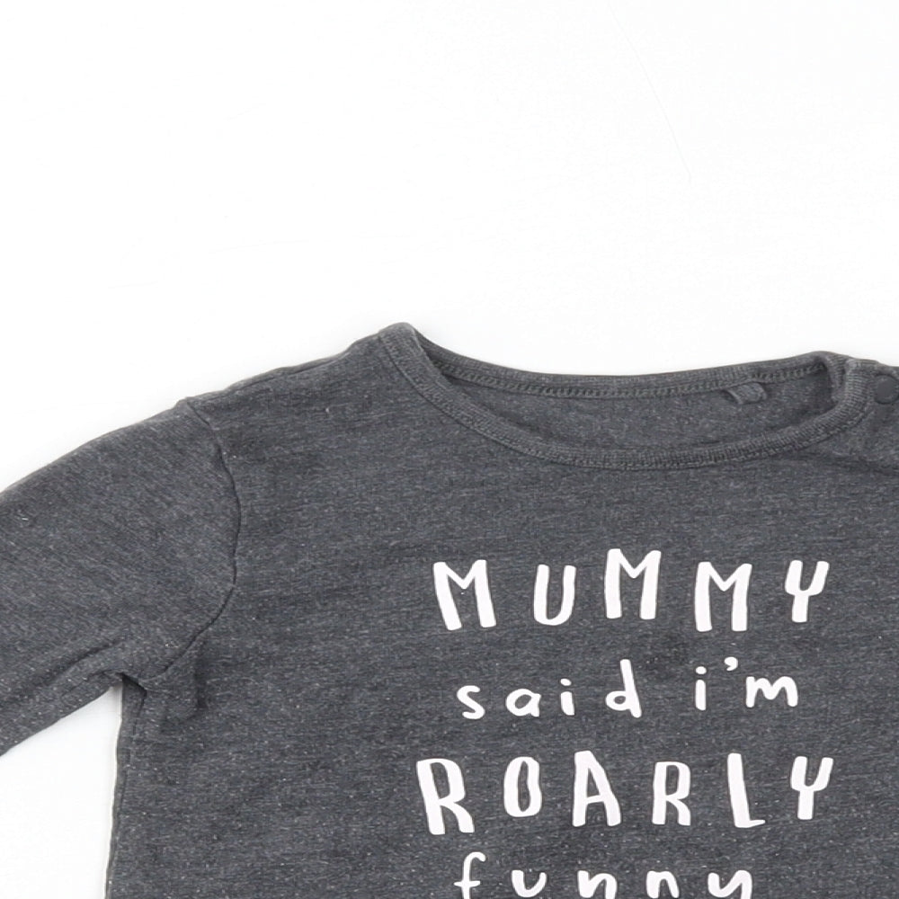 TU Girls Grey  Cotton Pullover Casual Size 9-12 Months Crew Neck