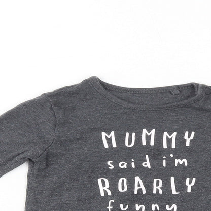 TU Girls Grey  Cotton Pullover Casual Size 9-12 Months Crew Neck
