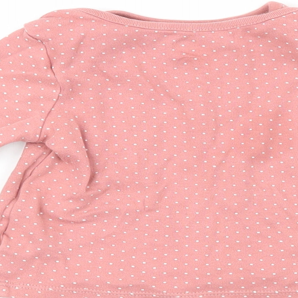F&F Girls Pink Polka Dot 100% Cotton Pullover T-Shirt Size 9-12 Months Crew Neck