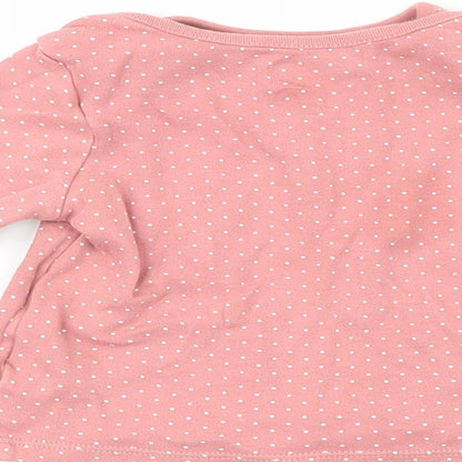 F&F Girls Pink Polka Dot 100% Cotton Pullover T-Shirt Size 9-12 Months Crew Neck