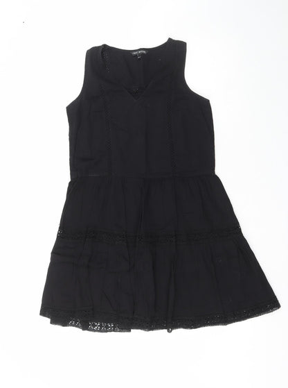 NEXT Womens Black  100% Cotton Fit & Flare  Size 8  V-Neck