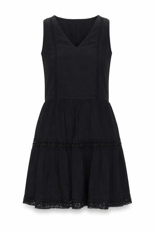 NEXT Womens Black  100% Cotton Fit & Flare  Size 8  V-Neck