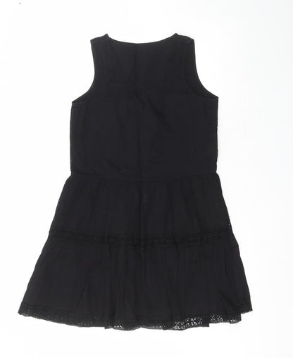 NEXT Womens Black  100% Cotton Fit & Flare  Size 8  V-Neck