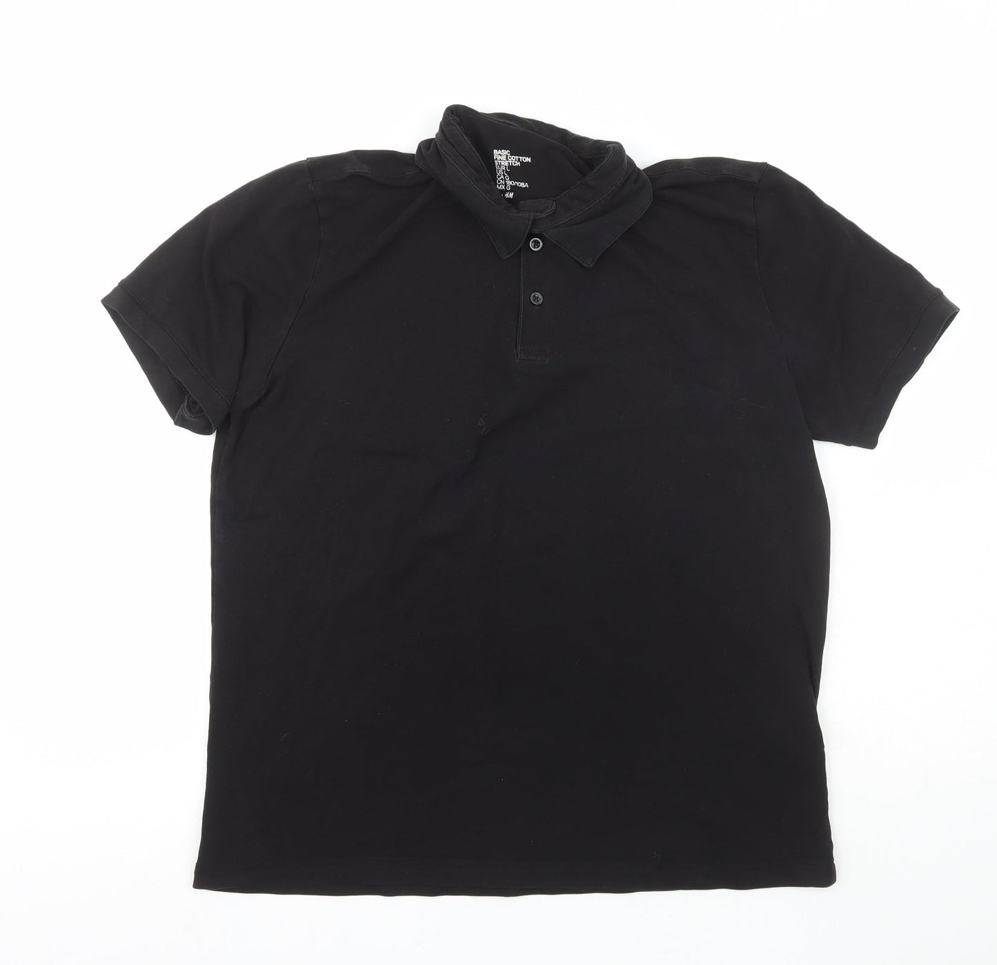 Mens UK Size L H&M Black  Button-Up Short Sleeve Casual Shirt