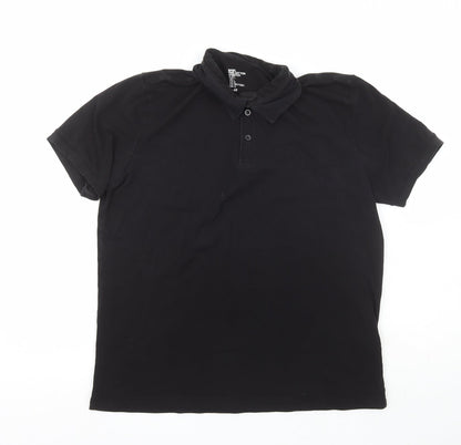 Mens UK Size L H&M Black  Button-Up Short Sleeve Casual Shirt