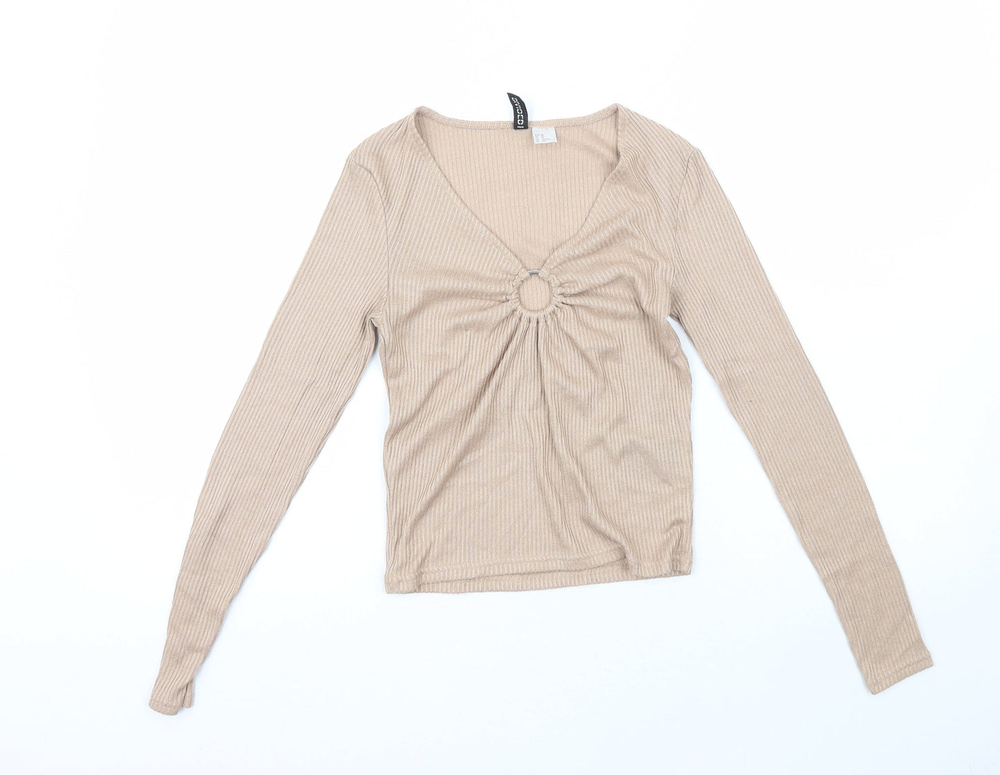 H&M Womens Beige  Polyester Pullover Sweatshirt Size 4
