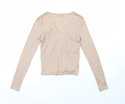 H&M Womens Beige  Polyester Pullover Sweatshirt Size 4