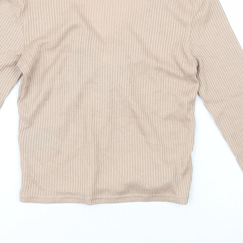 H&M Womens Beige  Polyester Pullover Sweatshirt Size 4