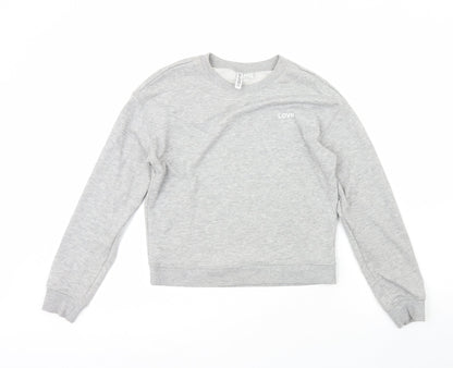 H&M Womens Grey Crew Neck  Cotton Pullover Jumper Size XS   - Love