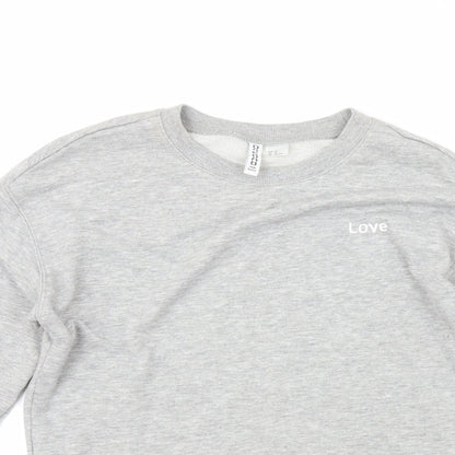 H&M Womens Grey Crew Neck  Cotton Pullover Jumper Size XS   - Love