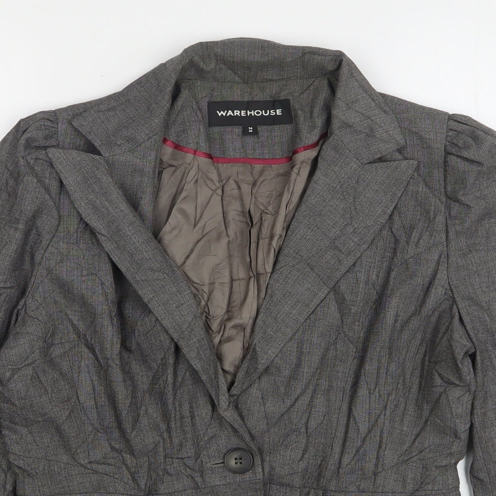 Warehouse Womens Grey  Polyester Jacket Suit Jacket Size 14