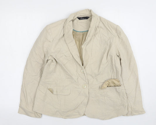Bonmarché Womens Beige  Linen Jacket Suit Jacket Size 14