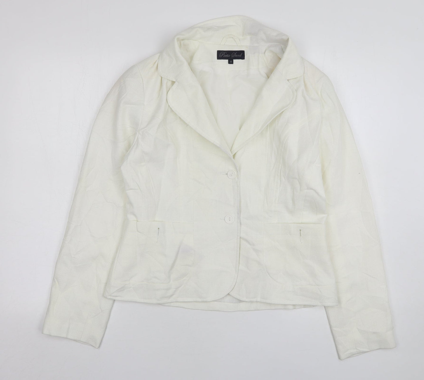 Poetic Land Womens White  Modal Jacket Suit Jacket Size 14
