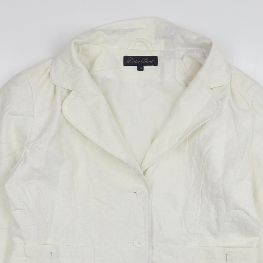 Poetic Land Womens White  Modal Jacket Suit Jacket Size 14