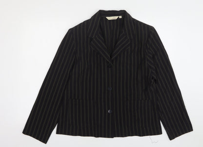 EWM Womens Brown Striped Polyester Jacket Suit Jacket Size 14