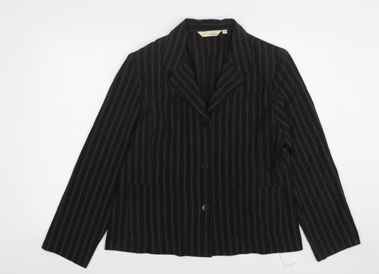 EWM Womens Brown Striped Polyester Jacket Suit Jacket Size 14