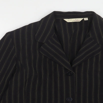 EWM Womens Brown Striped Polyester Jacket Suit Jacket Size 14