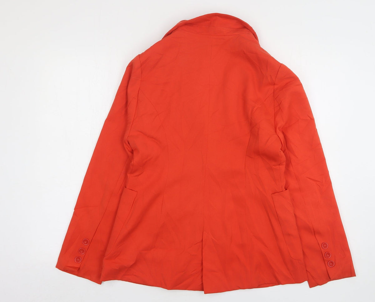 Back view of Sevilla women’s orange cotton jacket suit jacket, size UK 12