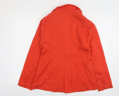 Back view of Sevilla women’s orange cotton jacket suit jacket, size UK 12