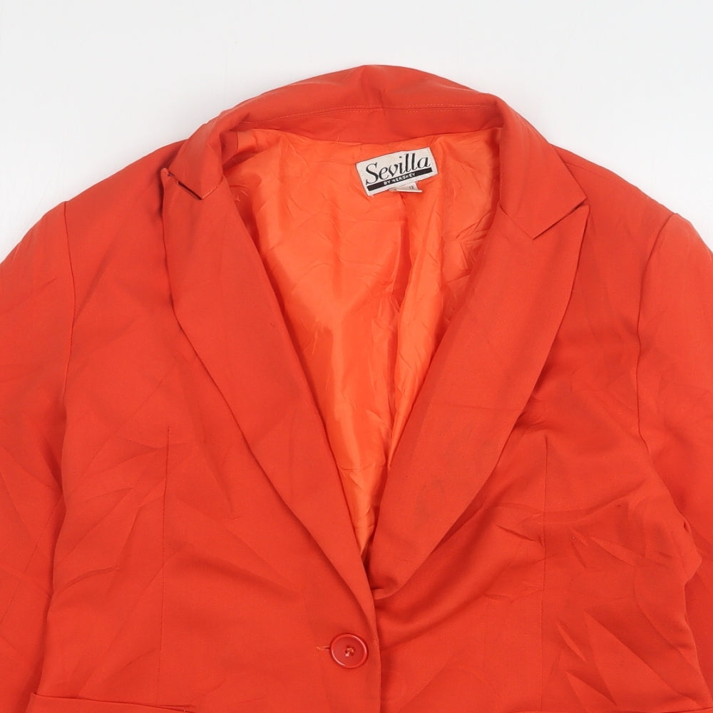 Close-up detail of Sevilla women’s orange cotton jacket suit jacket, size UK 12