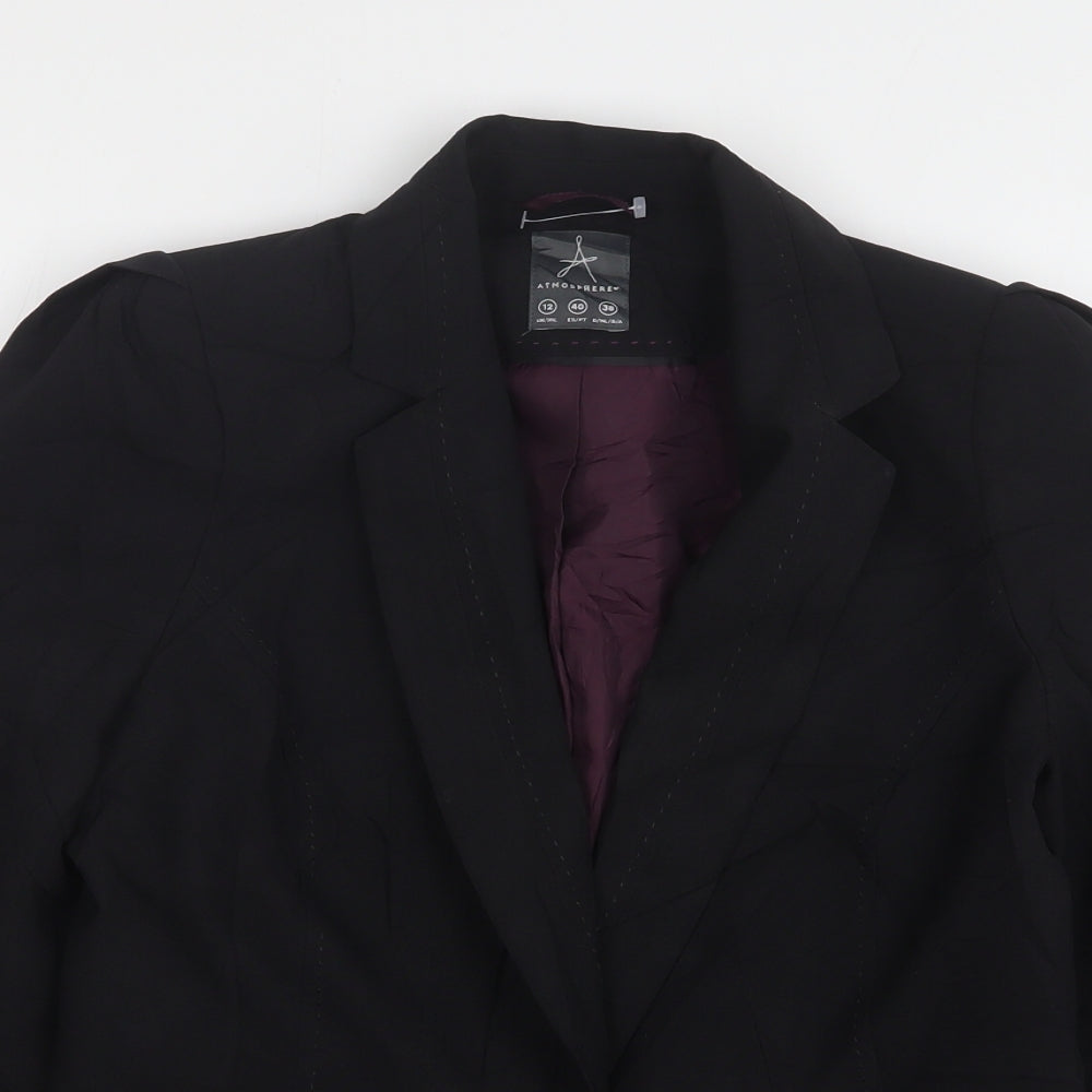 Atmosphere Womens Black  Polyester Jacket Sport Coat Size 12